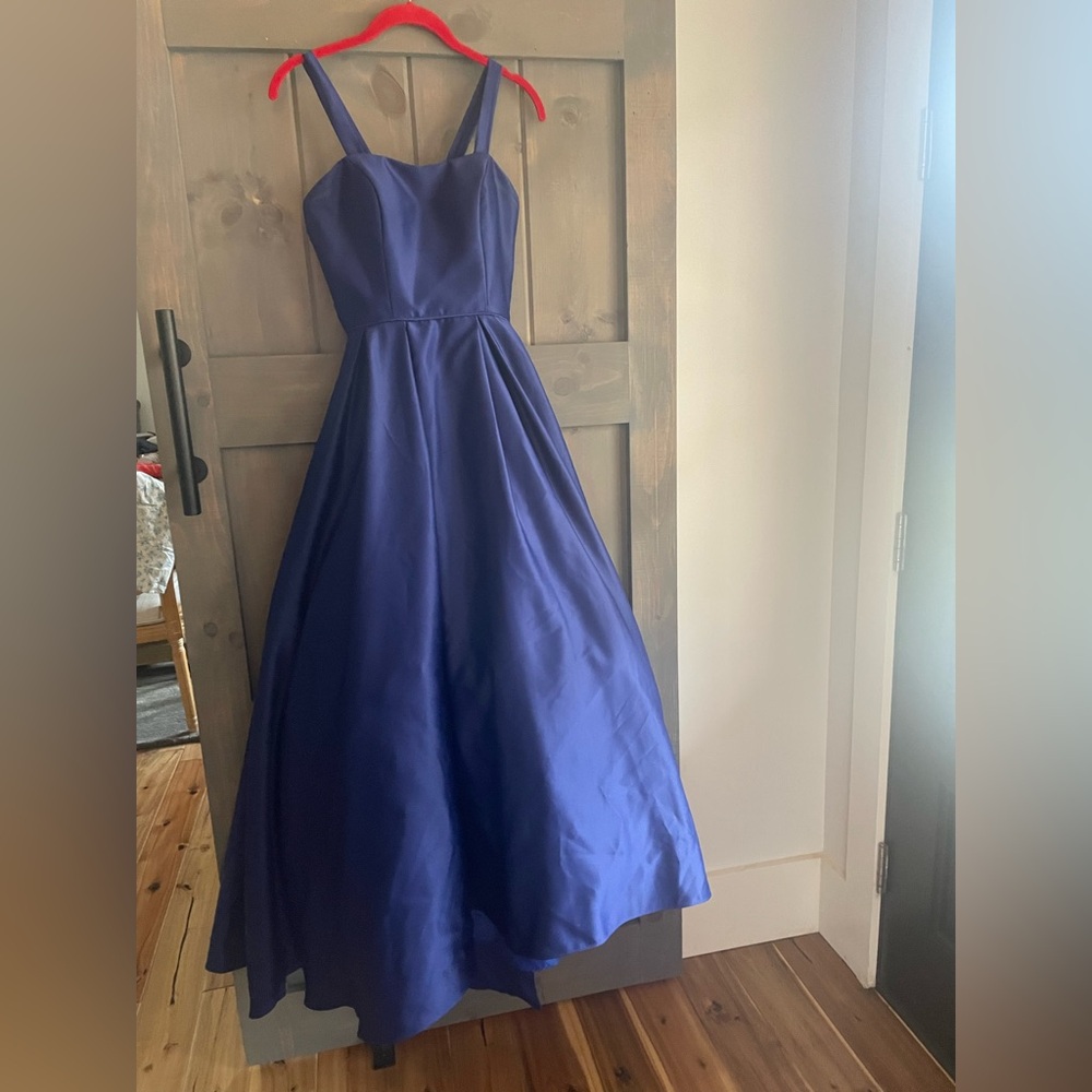 Blue Halter Sleeveless A-line Prom Dress - Picture 3 of 7